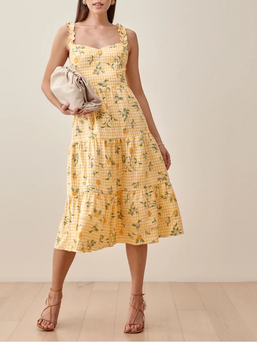 Reformation Montecito Linen Dress in Lemon Meringue